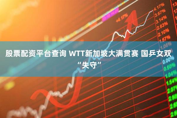 股票配资平台查询 WTT新加坡大满贯赛 国乒女双“失守”
